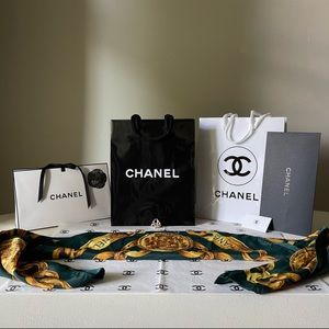 CHANEL - 31 Rue Cambon Silk Scarf + Bag w/Tissue